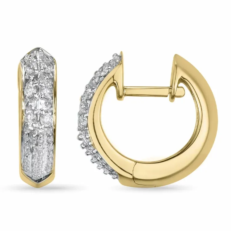 Brillant Kreole in 14 Karat Gold und Weißgold mit Diamant