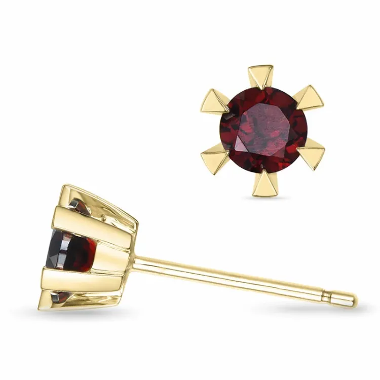 2 x 0,32 ct Granat Solitärohrstecker in 14 Karat Gold mit Granat