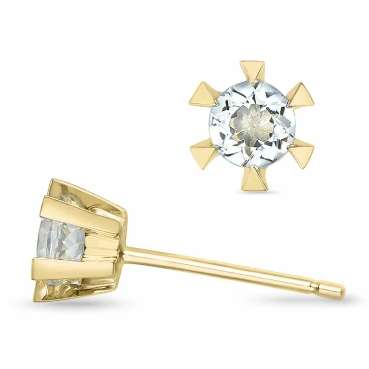2 x 0,25 ct weißen Quarz Solitärohrstecker in 14 Karat Gold mit Quarz