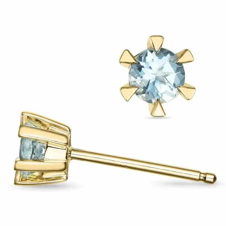 2 x 0,22 ct Aquamarin Solitärohrstecker in 14 Karat Gold mit Aquamarin