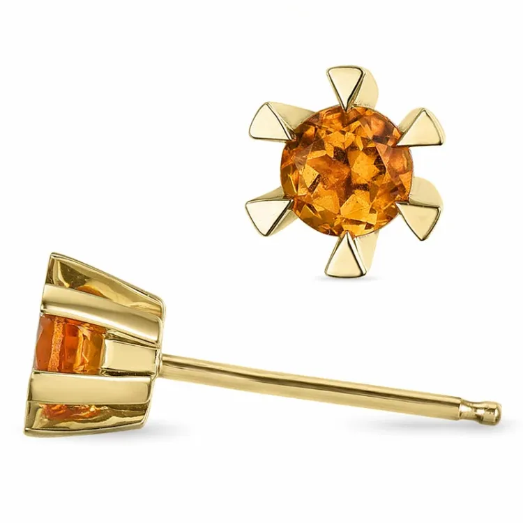 2 x 0,19 ct Citrin Solitärohrstecker in 14 Karat Gold mit Citrin