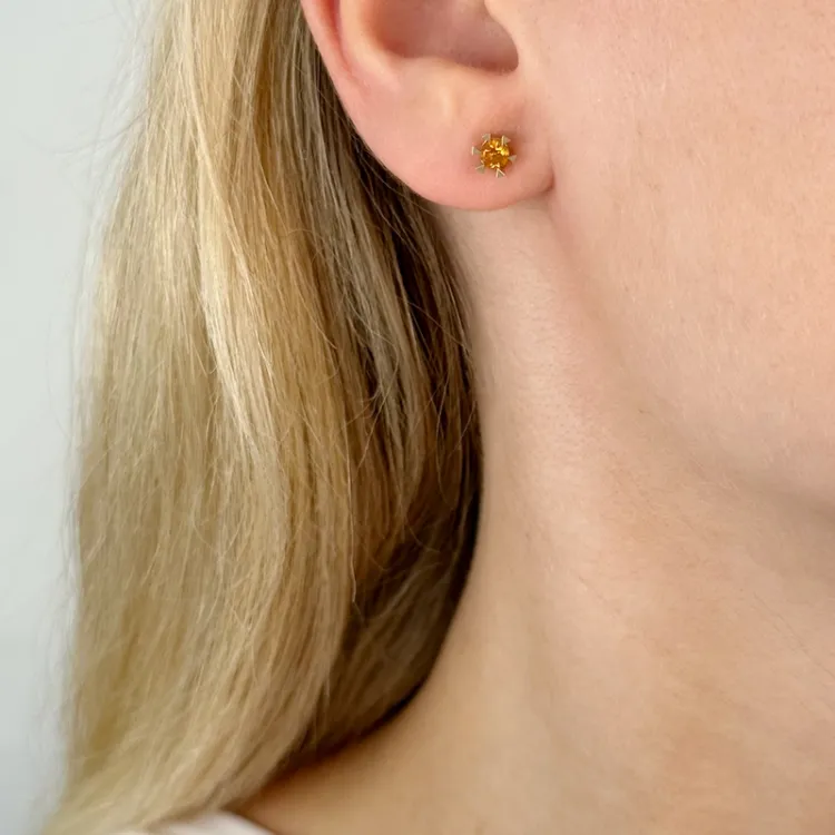 2 x 0,19 ct Citrin Solitärohrstecker in 14 Karat Gold mit Citrin