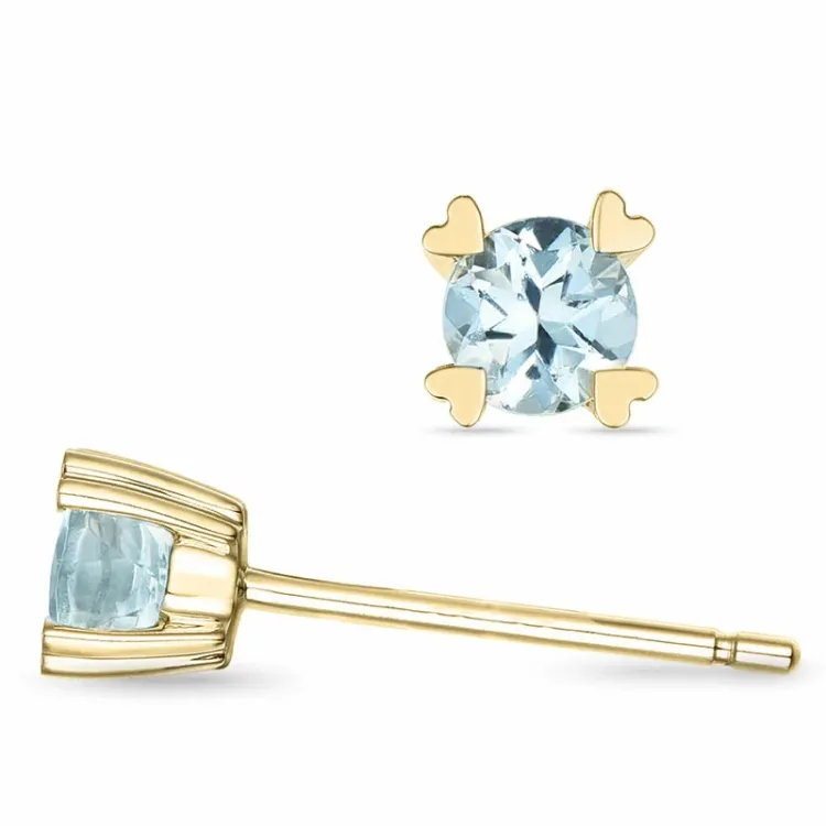 2 x 0,22 ct Aquamarin Solitärohrstecker in 14 Karat Gold mit Aquamarin