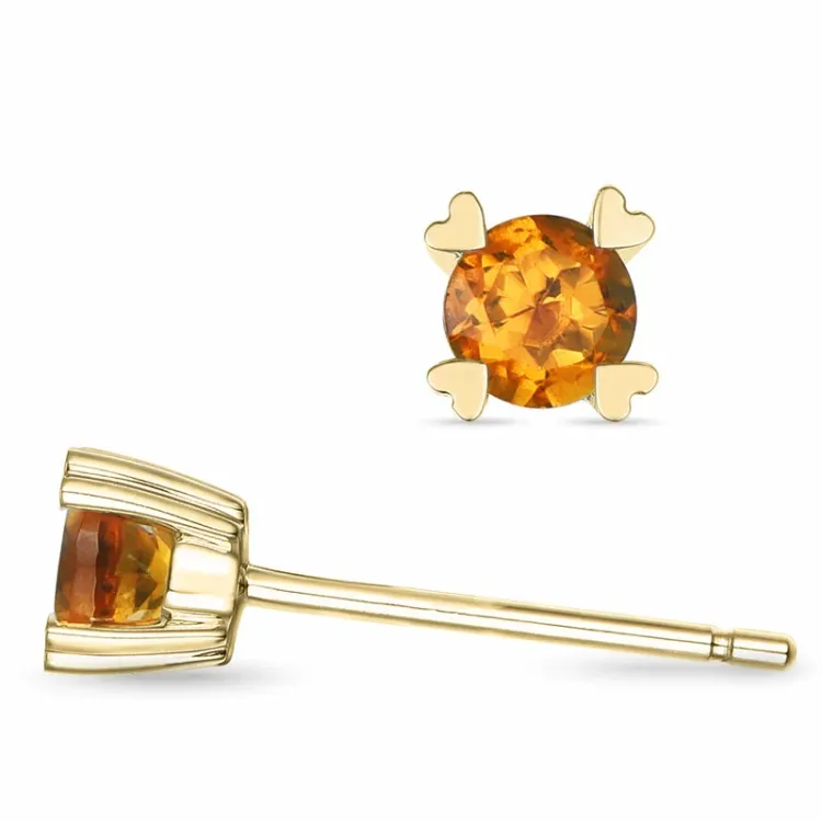 2 x 0,19 ct Citrin Solitärohrstecker in 14 Karat Gold mit Citrin