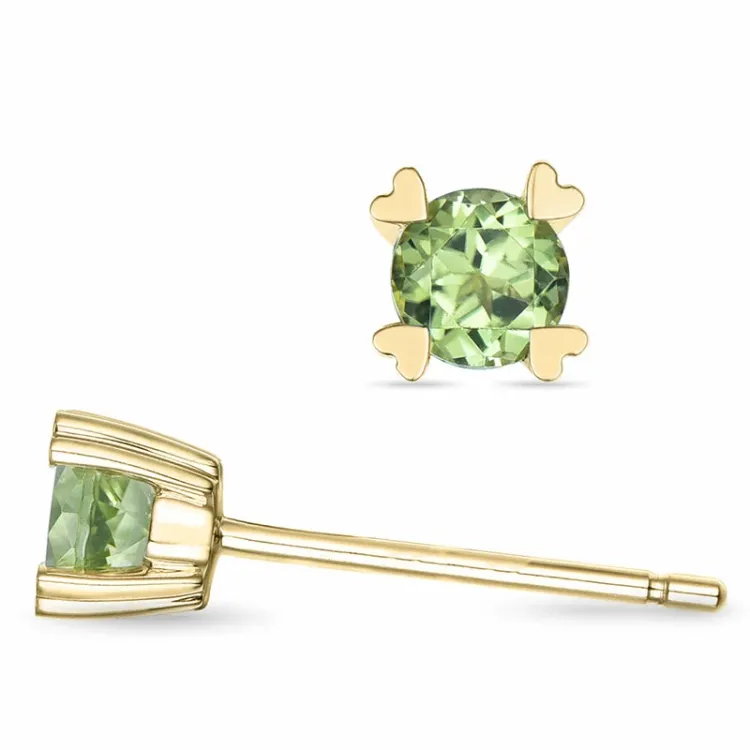 2 x 0,23 ct Peridot Solitärohrstecker in 14 Karat Gold mit Peridot