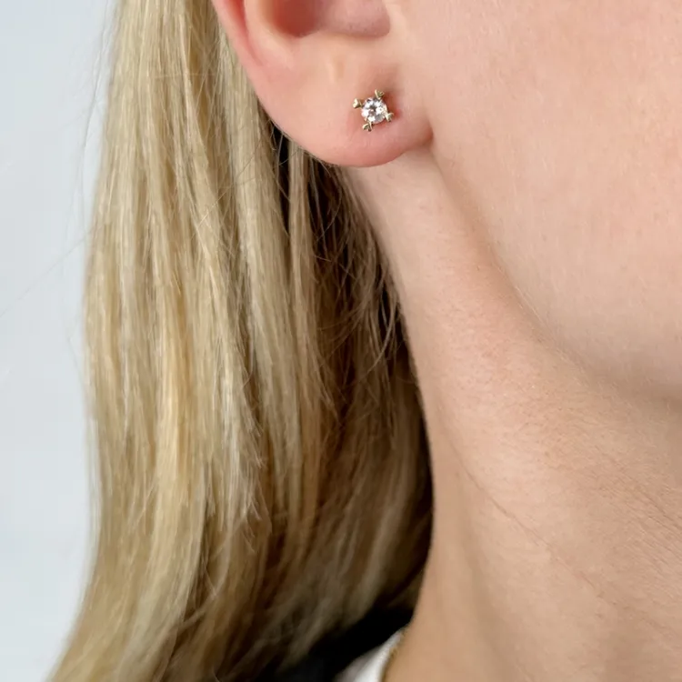 2 x 0,19 ct morganit Solitärohrstecker in 14 Karat Gold mit morganit