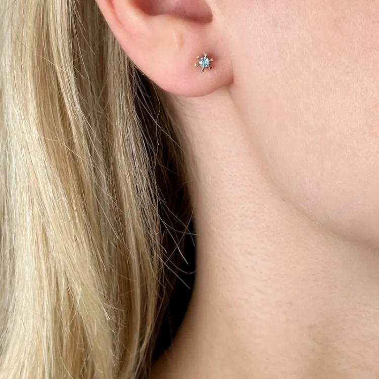 2 x 0,06 ct Topas Solitärohrstecker in 14 Karat Gold mit Topas