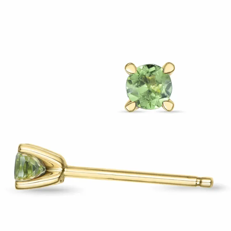 2 x 0,12 ct Peridot Solitärohrstecker in 14 Karat Gold mit Peridot