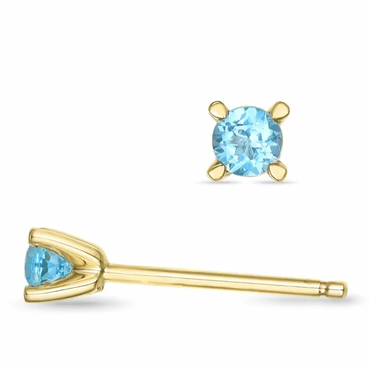 2 x 0,14 ct Topas Solitärohrstecker in 14 Karat Gold mit Topas
