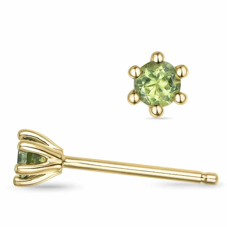 2 x 0,12 ct Peridot Solitärohrstecker in 14 Karat Gold mit Peridot