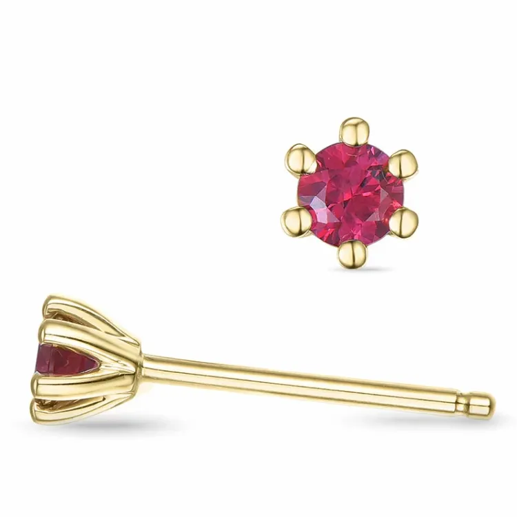 2 x 0,13 ct Rubin Solitärohrstecker in 14 Karat Gold mit Rubin
