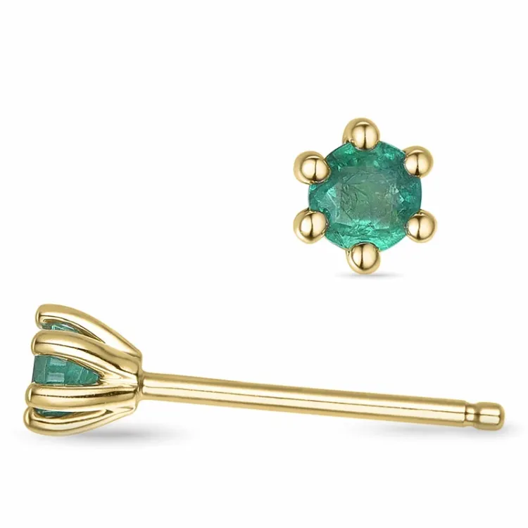 2 x 0,12 ct Smaragd Solitärohrstecker in 14 Karat Gold mit Smaragd