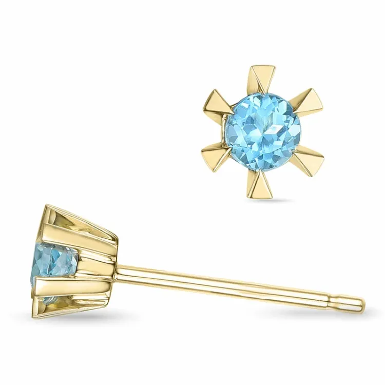 2 x 0,14 ct Topas Solitärohrstecker in 14 Karat Gold mit Topas
