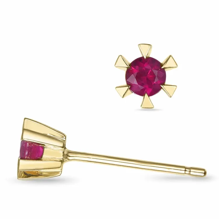 2 x 0,13 ct Rubin Solitärohrstecker in 14 Karat Gold mit Rubin