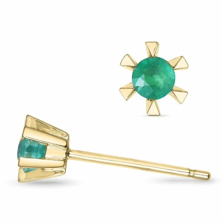 2 x 0,12 ct Smaragd Solitärohrstecker in 14 Karat Gold mit Smaragd