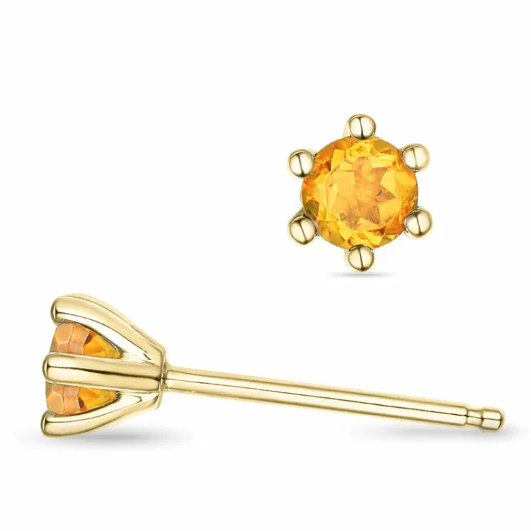 2 x 0,19 ct Citrin Solitärohrstecker in 14 Karat Gold mit Citrin