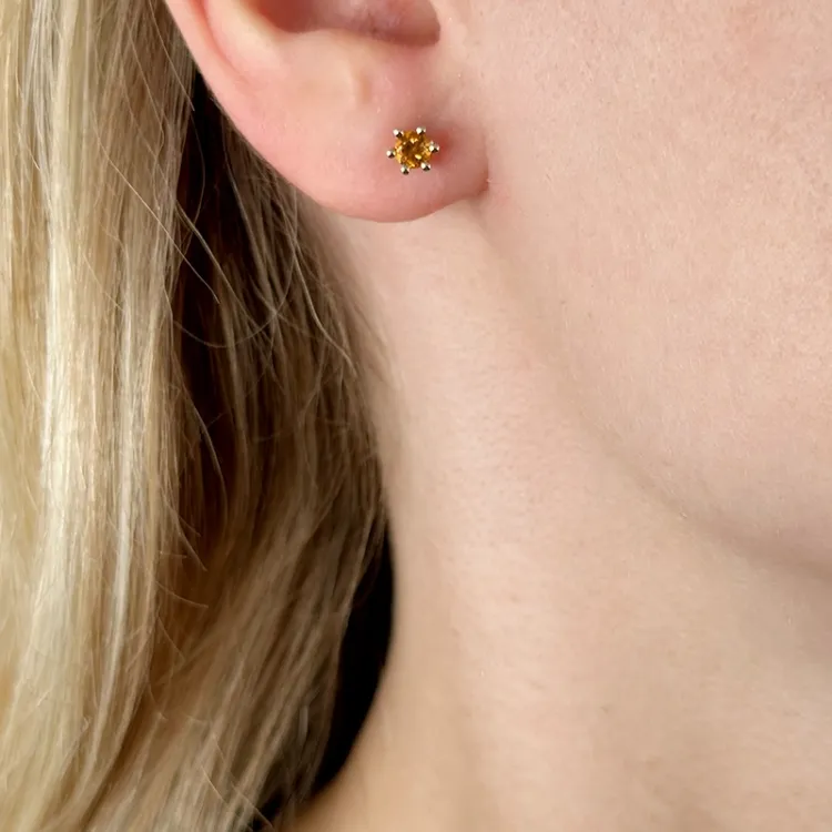 2 x 0,19 ct Citrin Solitärohrstecker in 14 Karat Gold mit Citrin