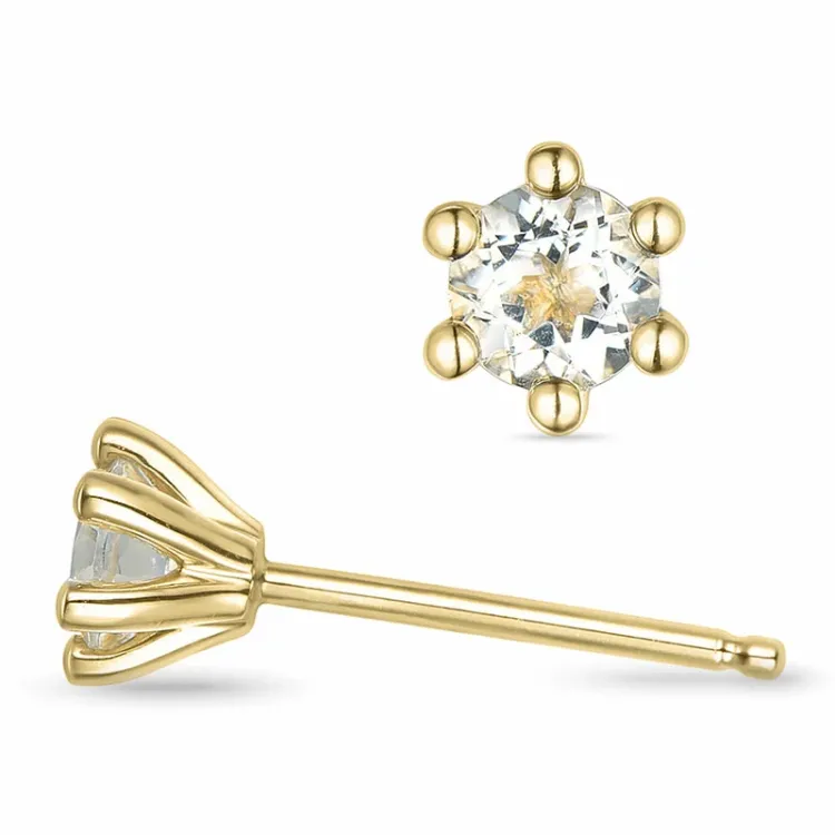 2 x 0,25 ct weißen Quarz Solitärohrstecker in 14 Karat Gold mit Quarz