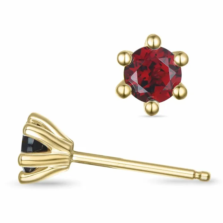 2 x 0,32 ct Granat Solitärohrstecker in 14 Karat Gold mit Granat