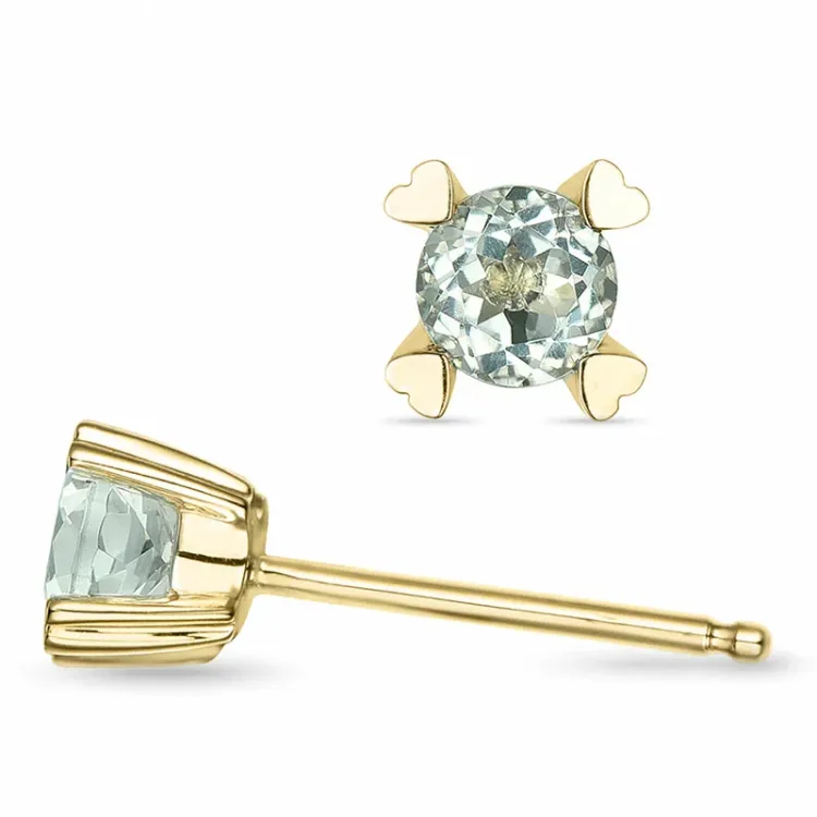 2 x 0,25 ct grünen Amethyst Solitärohrstecker in 14 Karat Gold mit Amethyst