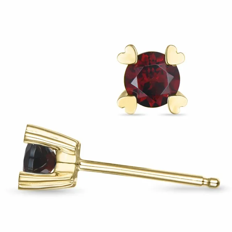 2 x 0,32 ct Granat Solitärohrstecker in 14 Karat Gold mit Granat