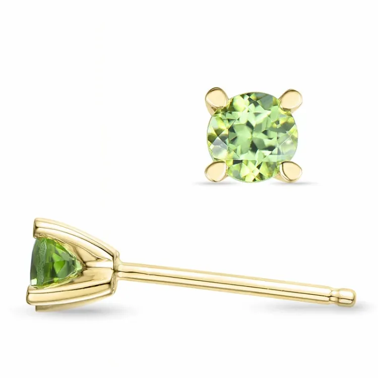 2 x 0,23 ct Peridot Solitärohrstecker in 14 Karat Gold mit Peridot