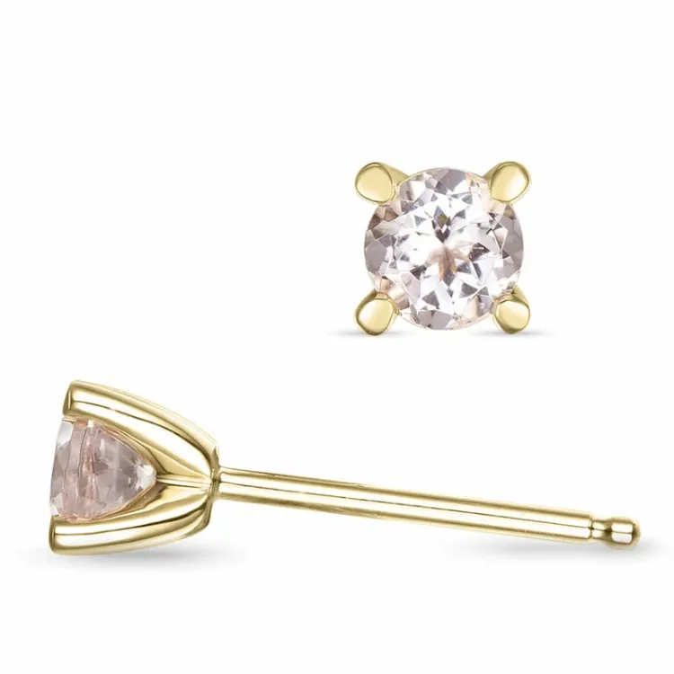 2 x 0,22 ct morganit Solitärohrstecker in 14 Karat Gold mit morganit
