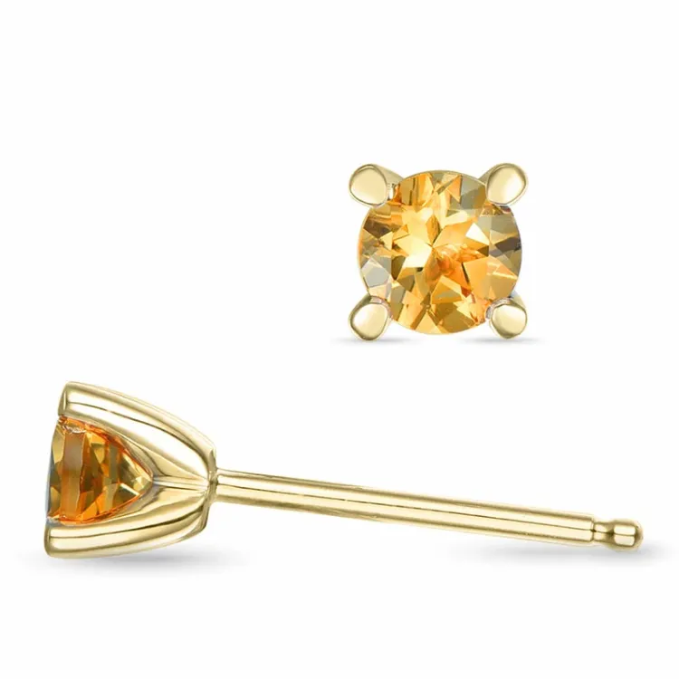 2 x 0,25 ct Citrin Solitärohrstecker in 14 Karat Gold mit Citrin