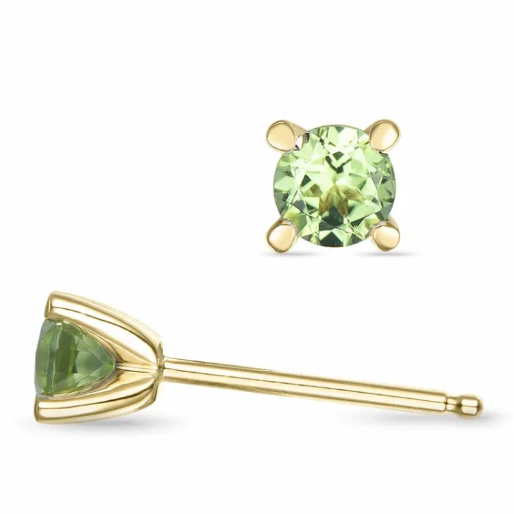 2 x 0,30 ct Peridot Solitärohrstecker in 14 Karat Gold mit Peridot