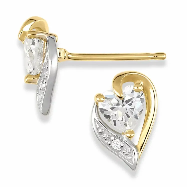 Herz Ohrringe in 14 Karat Gold und Weißgold mit