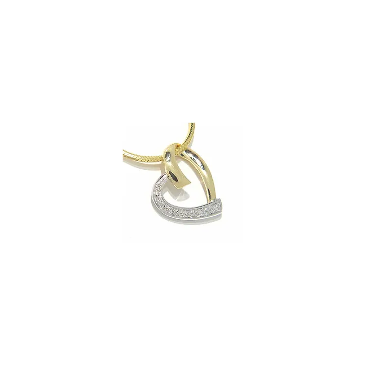 Herz Anhänger aus 14 Karat Gold und Weißgold und 14 Karat Weißgold