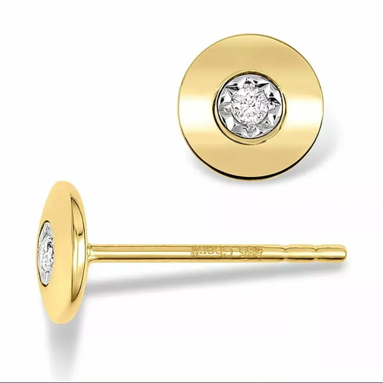 runden Brillantohrringen in 14 Karat Gold mit Diamant