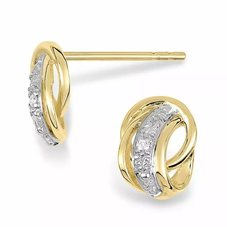 Diamantohrringe in 14 Karat Gold und Weißgold mit Diamanten
