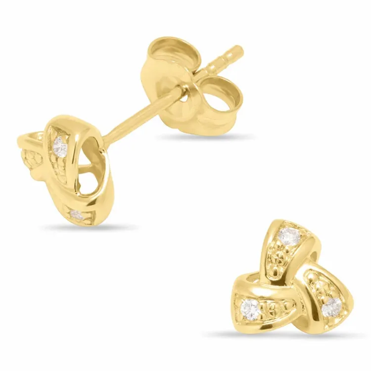 dreieck Ohrstecker in 14 Karat Gold mit Diamant