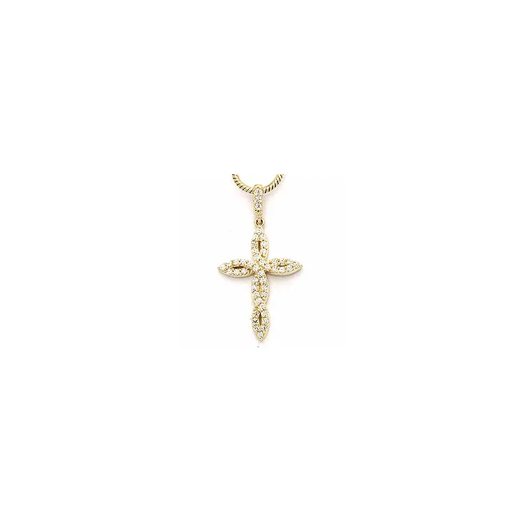Kreuz weißem Zirkon Anhänger aus 9 Karat Gold