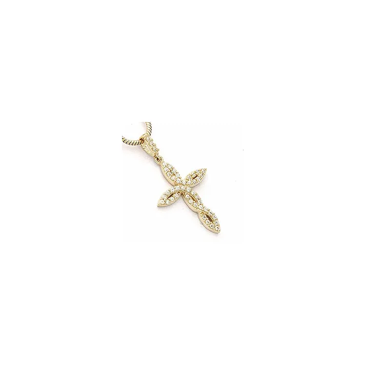 Kreuz weißem Zirkon Anhänger aus 9 Karat Gold