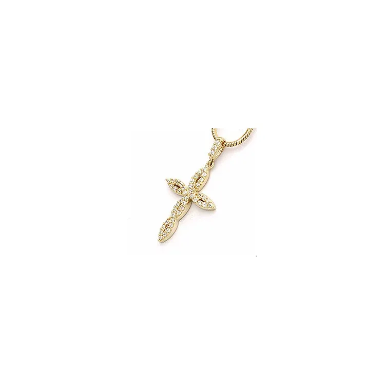 Kreuz weißem Zirkon Anhänger aus 9 Karat Gold