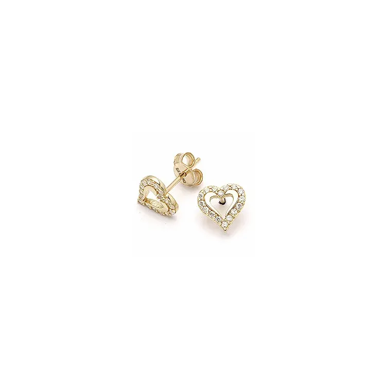 Herz Ohrringe in 9 Karat Gold mit 