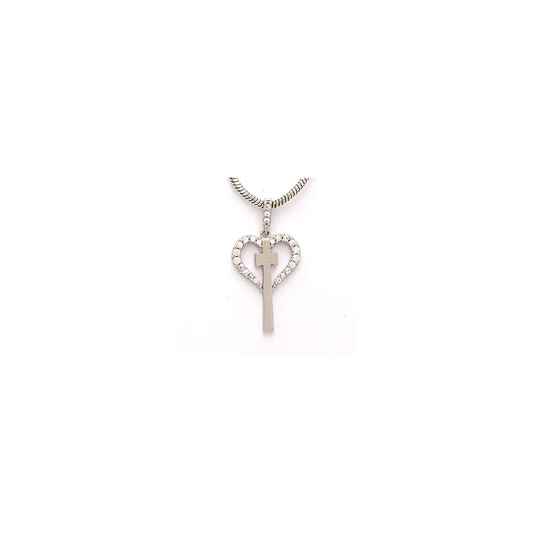 Kreuz weißem Zirkon Anhänger aus 9 Karat Weißgold