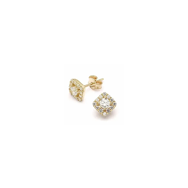 viereckigem Ohrringe in 9 Karat Gold mit 