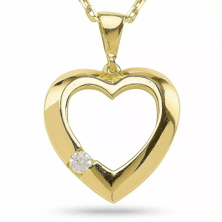 Herz Halskette aus vergoldetem Sterlingsilber und Herzförmiger Anhänger aus 9 Karat Gold