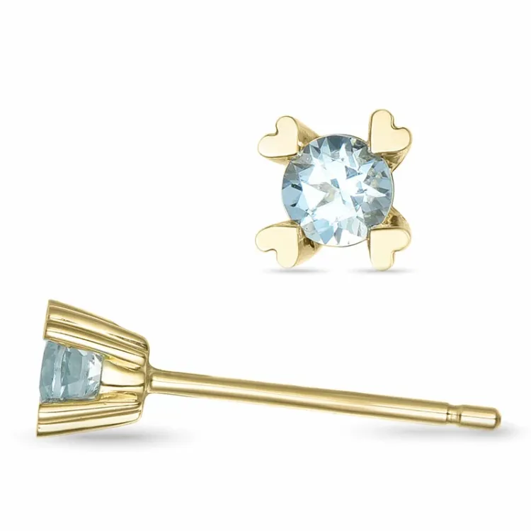 2 x 0,10 ct Aquamarin Solitärohrstecker in 14 Karat Gold mit Aquamarin