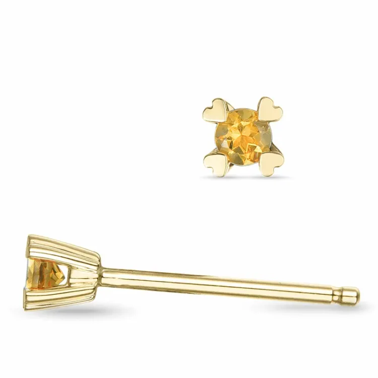 2 x 0,05 ct Citrin Solitärohrstecker in 14 Karat Gold mit Citrin
