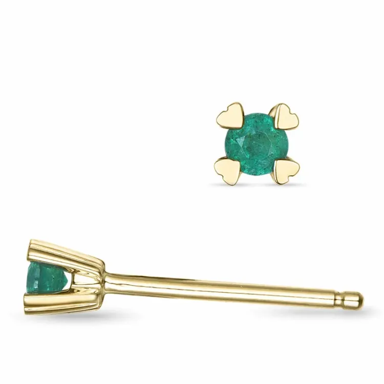 2 x 0,06 ct Smaragd Solitärohrstecker in 14 Karat Gold mit Smaragd