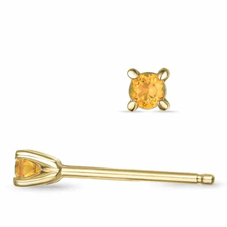 2 x 0,05 ct Citrin Solitärohrstecker in 14 Karat Gold mit Citrin