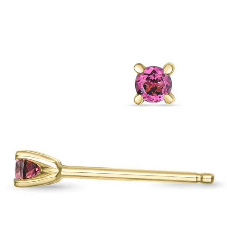 2 x 0,05 ct pink Turmalin Solitärohrstecker in 14 Karat Gold mit Turmalin