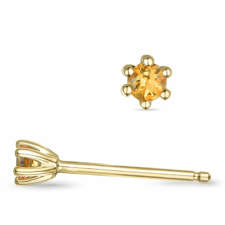 2 x 0,05 ct Citrin Solitärohrstecker in 14 Karat Gold mit Citrin