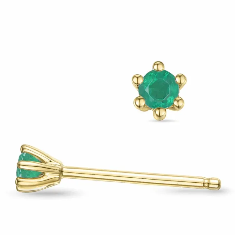 2 x 0,06 ct Smaragd Solitärohrstecker in 14 Karat Gold mit Smaragd