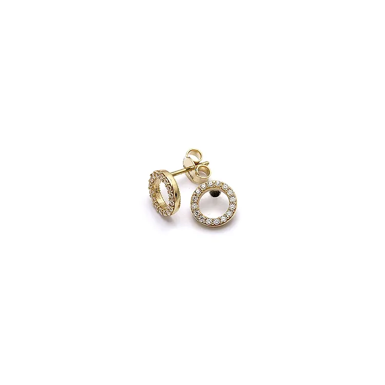 Runden Ohrstecker in 9 Karat Gold mit Zirkonen