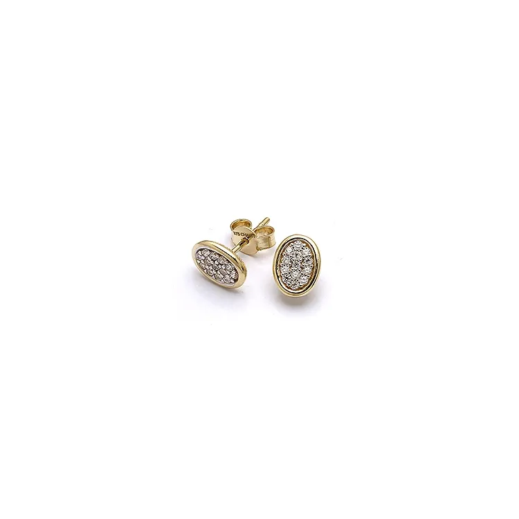 Ovalen Goldohrringe in 9 Karat Gold mit Zirkon